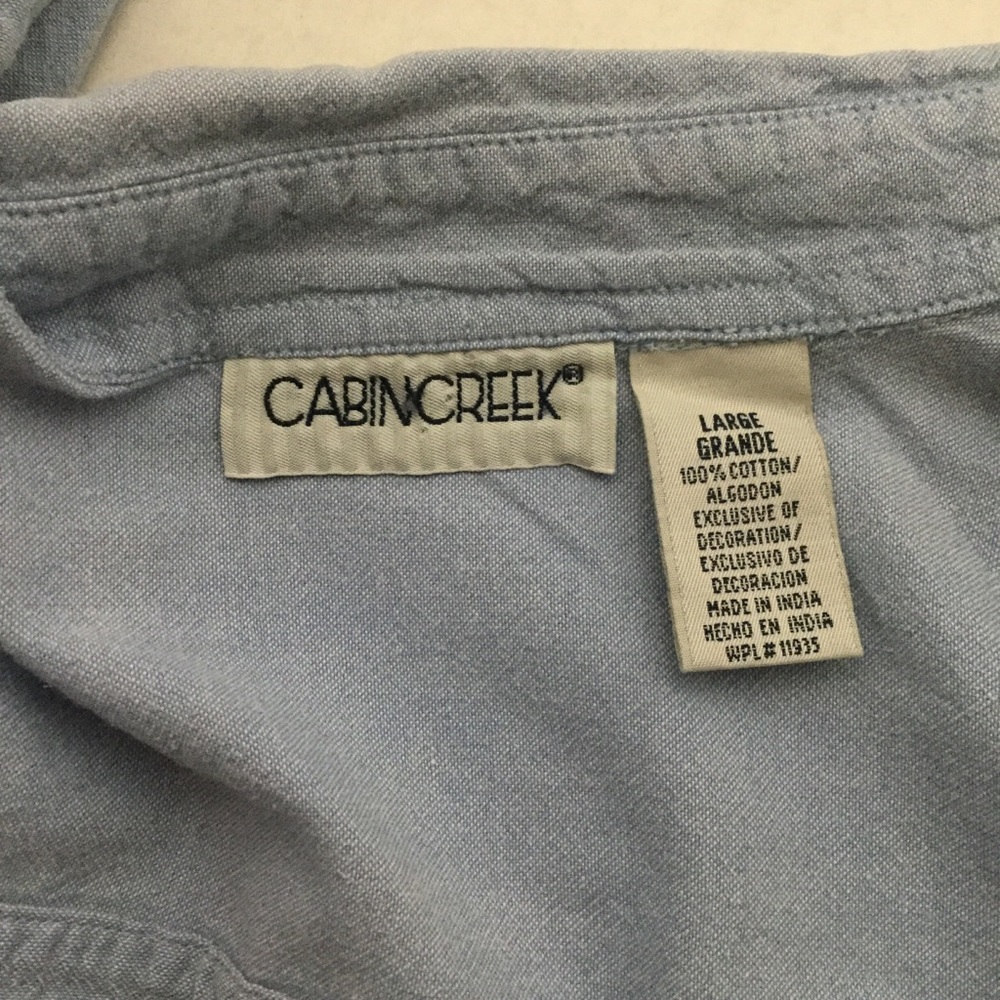 Vintage chambray embroidered school symbols shirt - Picture 8 of 8